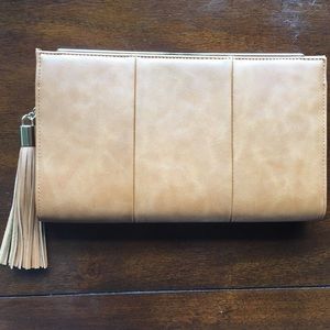 Tan Clutch with Optional Shoulder Strap